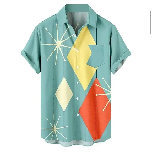 Shirt Size 2Xl Men Hawaiian 50’s Style Button Down Bowling Shirt - Picture 1 of 4
